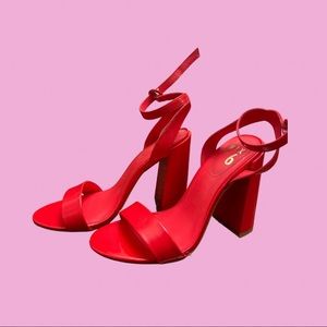 Red Chunky Heels